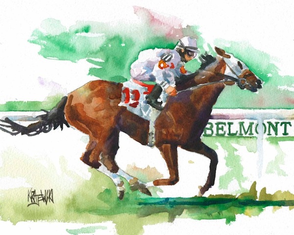 A watercolor of Metro in his racing days by his artist owner, Ron Krajewski