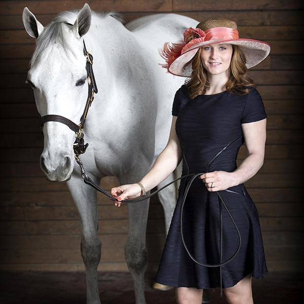 Rosie Napravnik poses with her OTTB Old Ironsides, who she calls  Sugar. Photo by