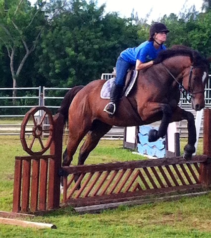 Pulsion and his new owner practice their jumping