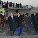 Rick Violette Jr., far right, accompanies Gotham winner Samraat. Violette is the driving force behind a three-year old show series for OTTBs. Adam Coglianese Photo