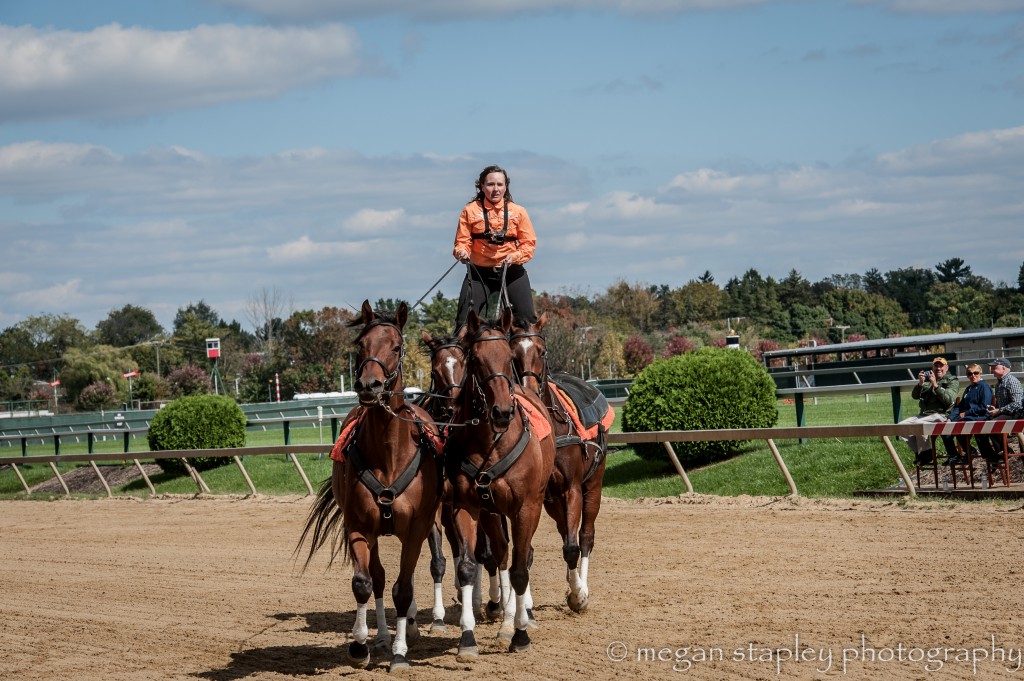 Rachel Jackson demonstrates her team's precision at the Retired Racehorse Project's Pimlico event earlier this month.