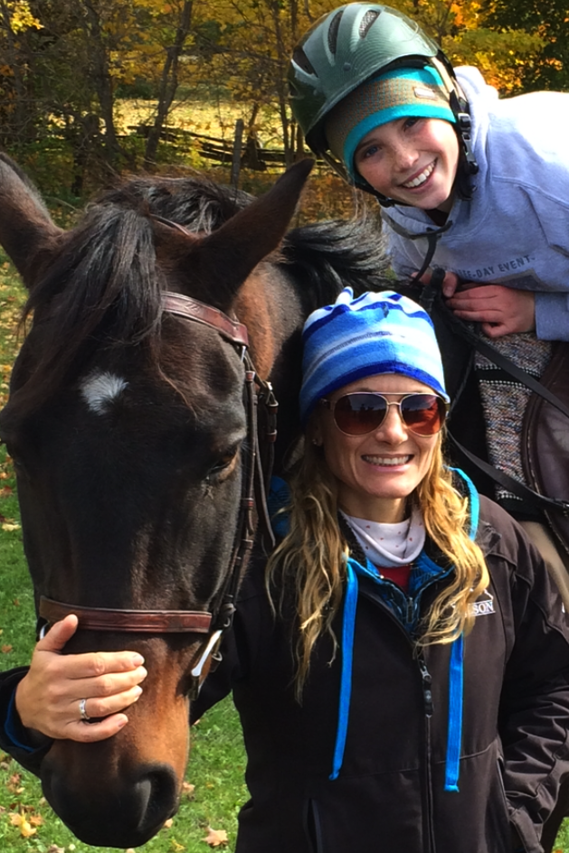Jebster used to race one week and pony the next. Now he has a permanent home with exercise rider April Le Blanc and is a lesson horse for adoring youngsters.