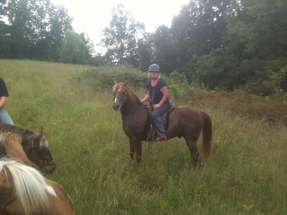 Jeanne Mirabito rides one of her personal horses, so grateful for the life she has now, and once enjoyed with Our Mims.