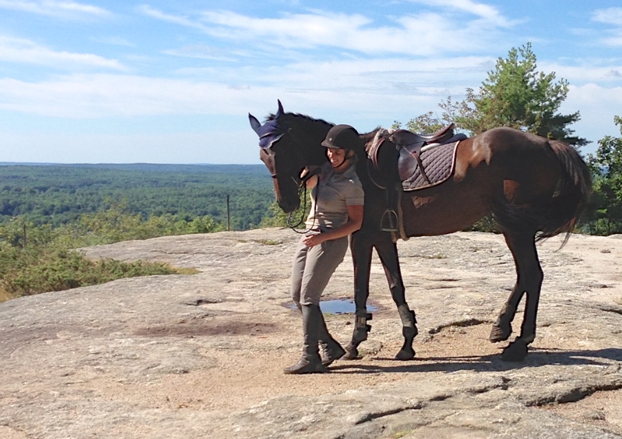 OTTB Miss Rubynell and owner/rider  Katherine Detmer enjoy the view at Acadia National Park in Maine.