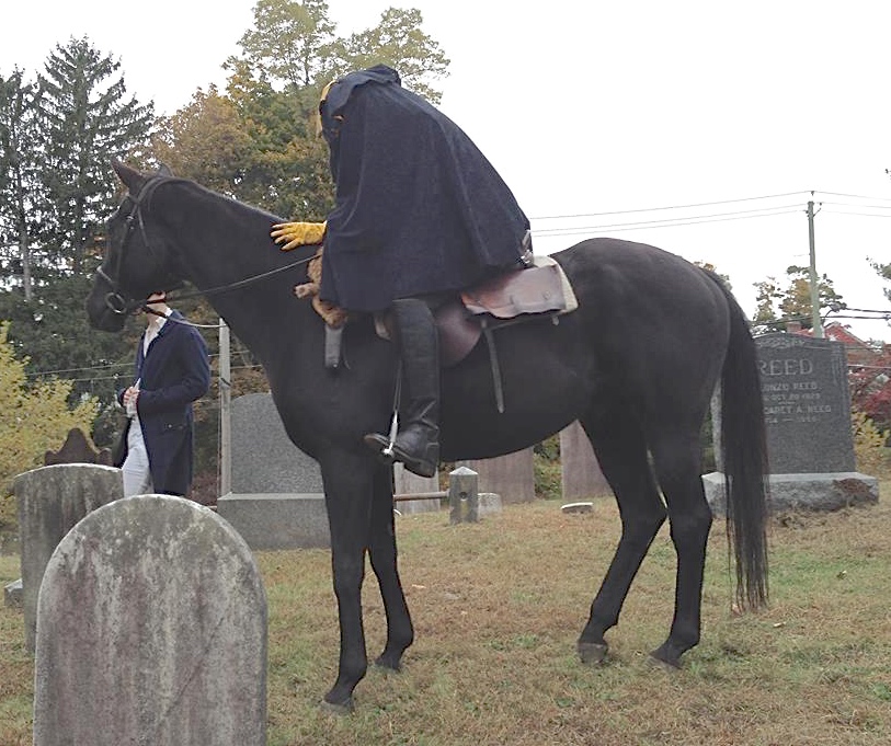 Retired police officer Hugh Francis and his OTTB Piper put some spook in the Halloween festivities in Westchester, N.Y.