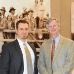 Scott Keefauver, left, was recently hired by a pharmaceutical software company after more than 12 years in prison. He credits the work he did with horses at the Thoroughbred Retirement Foundation's Second Chances program at Wateree River House of Corrections for his success. Pictured with William Cox, chair of the Second Chances program.