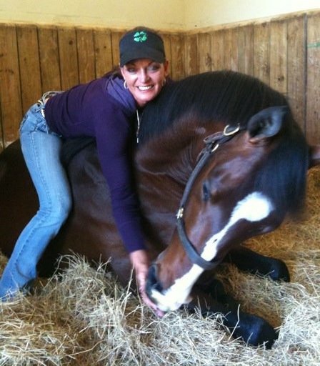 This old photo of Flexnow and Britt inspired the all-out effort to retire the OTTB with his former owner.