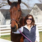 Groundshaker, a descendent of Secretariat, and the last racehorse bred and raced by Penney Chenery, will be retired at Secretariat's birthplace. Pictured with Leeanne Ladin. Photo by Kathy Dixon