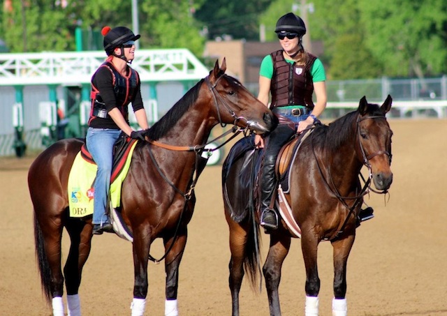 Well Well, right, works with Orb before his Kentucky Derby win. Photo by Brittlan Wall