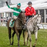 Charles, right, ponies Exaggerator to the winner's circle after the 2016 Preakness. Photo by Caris Photography and courtesy Kimberly Godwin Clark