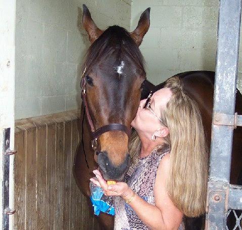 Immortal Wink is reunited with his co-breeder Kathy Von Gerhard on July 9.