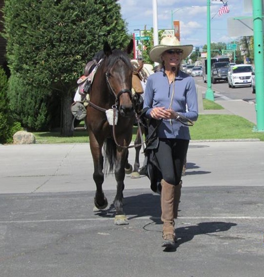 Valerie Ashker and her entourage has crossed into Colorado on horseback. She is attempting to cross the USA riding or walking her OTTBs.