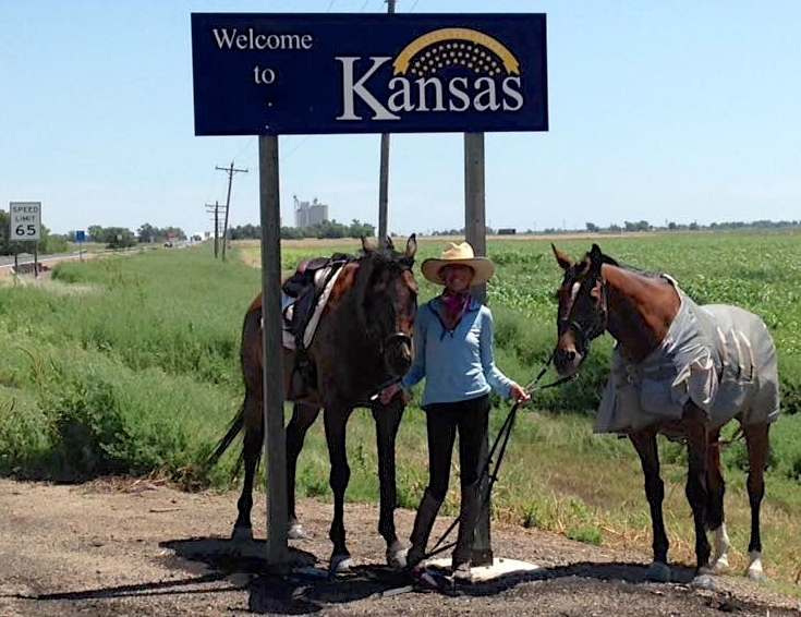 Once Valerie Ashker and her two OTTBs cross Kansas into Missouri, the smaller states should start to fly by, she says.