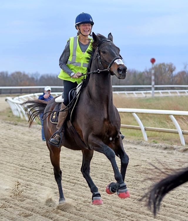 Valerie Ashker, 60, finished a six-month, 3,300-mile ride on her OTTB Primitivo this weekend. Ashker and Peter Friedman road from California to Virginia to raise awareness about OTTBs. Photo by and courtesy Tylir Penton