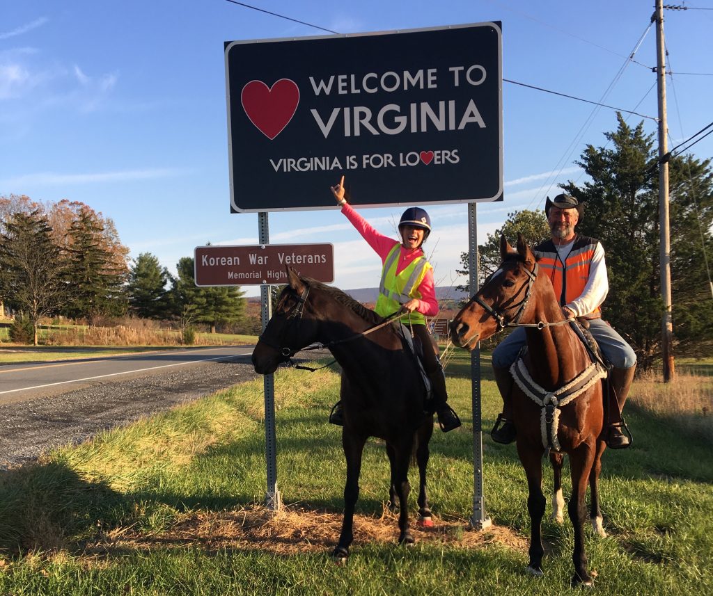 Valerie Ashker and Peter Friedman crossed into Virginia yesterday. They will conclude their months long ride across the USA in Middleburg on Saturday.